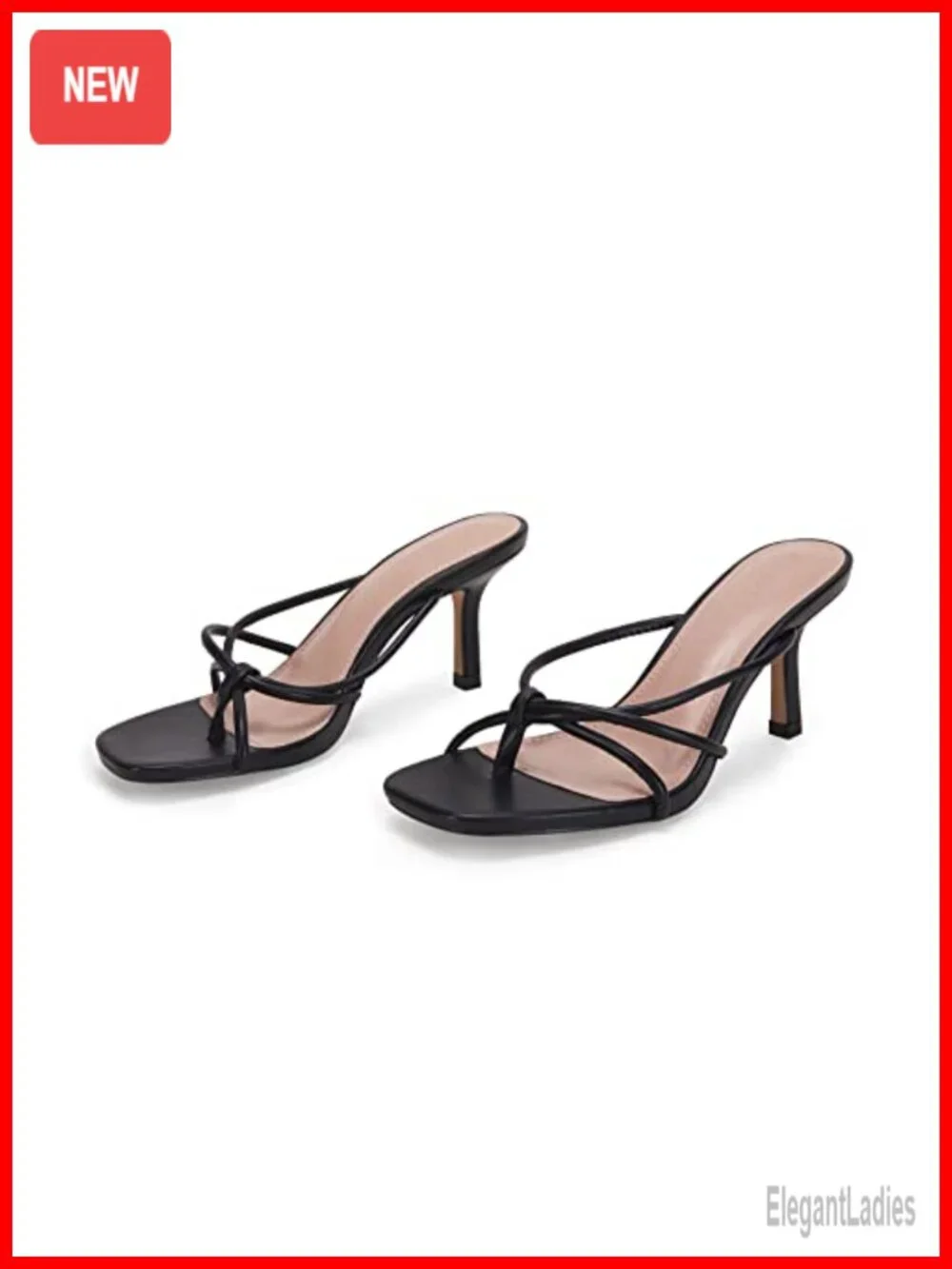 Square Open Toe Stiletto Heel Thong Slide Sandals Mules